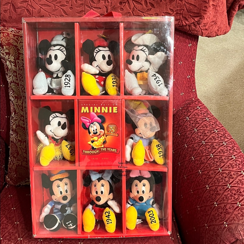 Disney Minnie Mouse Plush Set Through the Years in Red Display Box